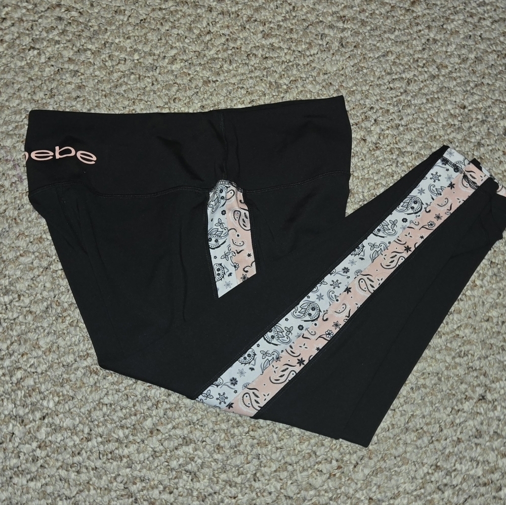 Bebe Sport Women's Double Print Insert Capri Leggings Women's Size 1X
